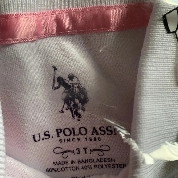 US Polo Assn Toddler Girls School Uniform Polo White - Picture 7 of 7